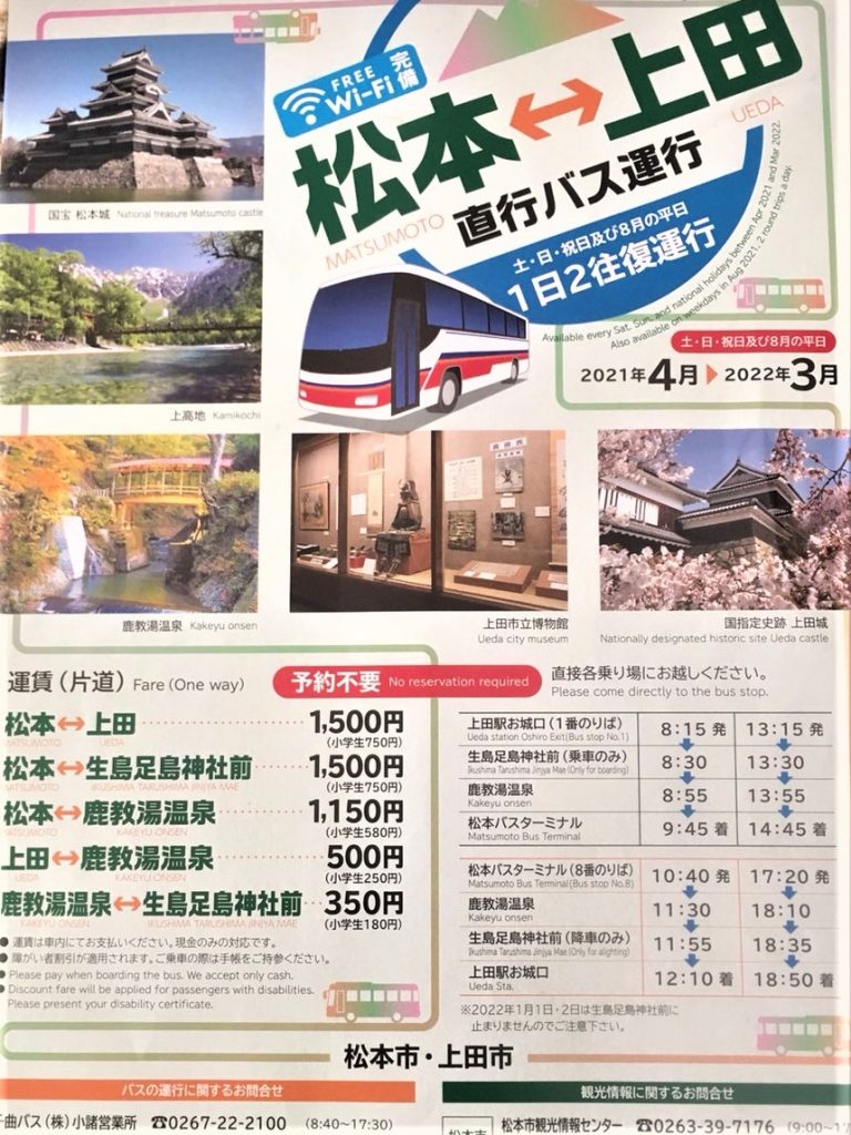 松本ー上田直行バス運行2021年4月～2022年3月