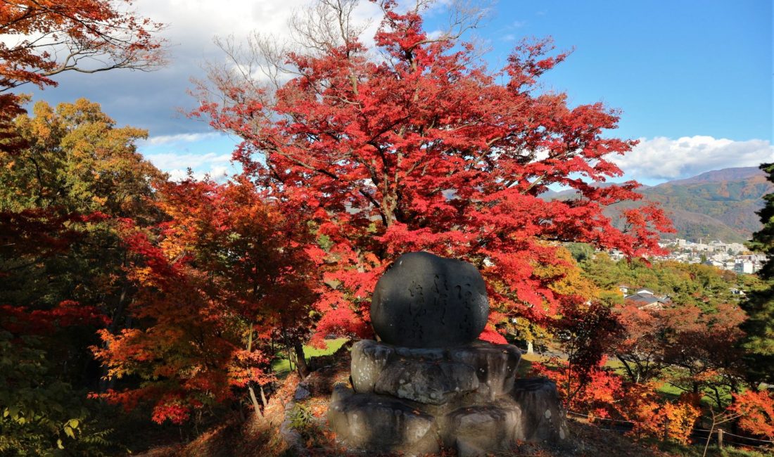 隠れ紅葉スポットー松本最古の城址公園 城山公園-